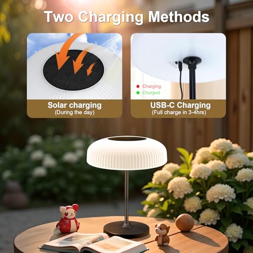 Thumbnail 4 de AGOTD lámpara de mesa solar inalámbrica para exteriores e interiores (4000 mAh, doble color y USB-C)