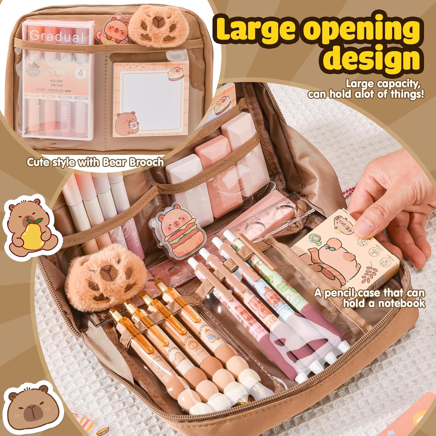 Thumbnail 3 de LTFIOON Capybara kit scuola Capibara con astuccio multistrato e accessori (penne, clip, righelli)