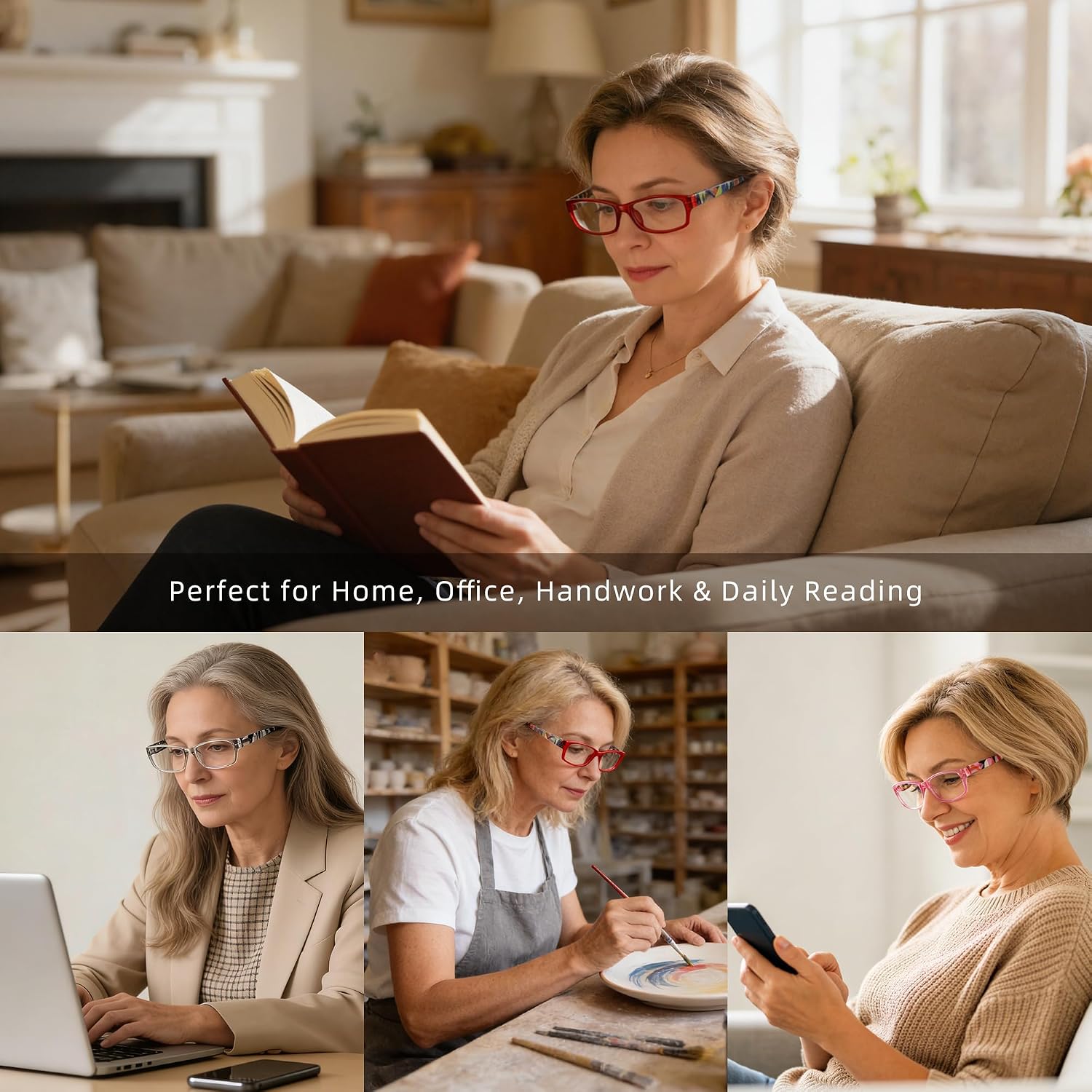 Thumbnail 6 de kunchu 5Pack Reading Glasses for Women — Blue Light Blocking, Spring Hinge, Anti-Glare UV Readers
