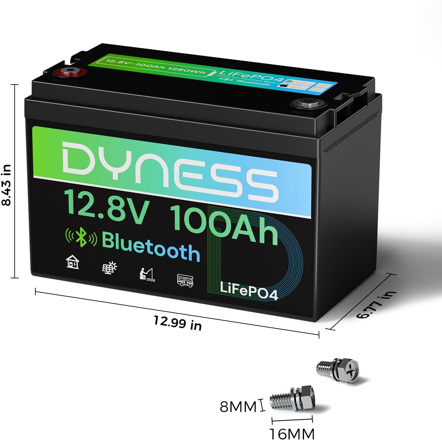 Thumbnail 1 de Dyness LiFePO4 12V 100Ah Lithium-Batterie mit Bluetooth und 100A BMS