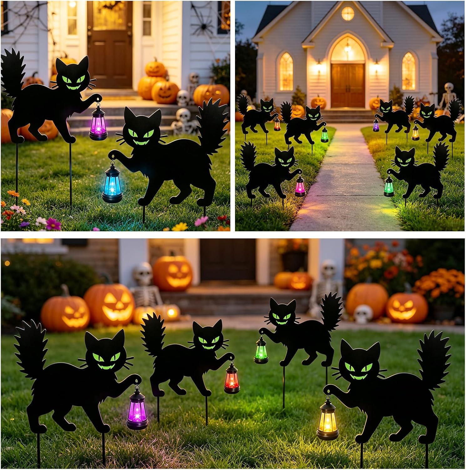 Detalle 2 de yulloyello LL-WS-ZMMTD-2P Halloween Black Cat Yard Signs, 2-Piece Metal Set