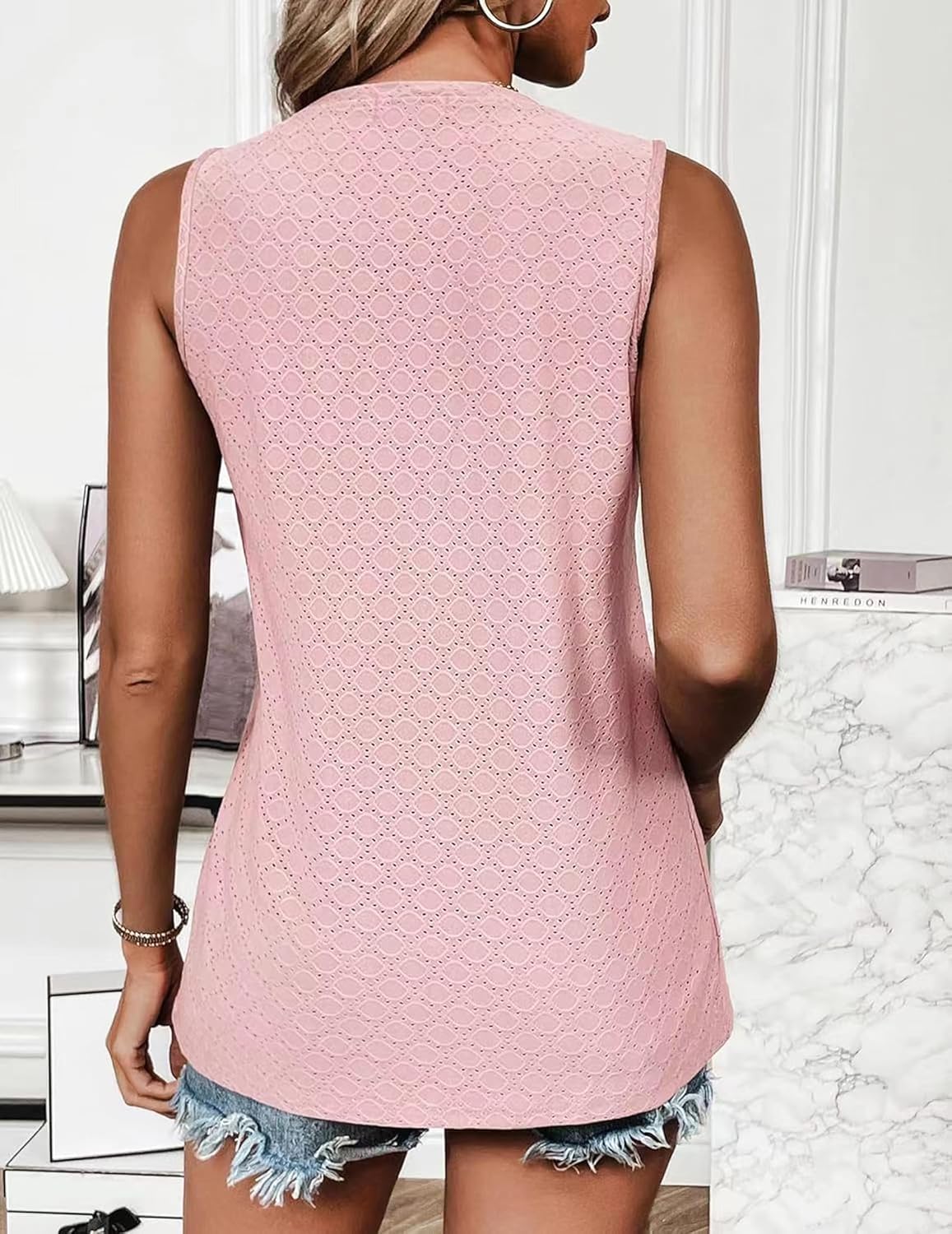 Thumbnail 3 de BAISHENGGT Damen Tank Tops Sommer Rundhals Ärmellos Ausgehöhlt – luftiges Basic Top im leichten Stil