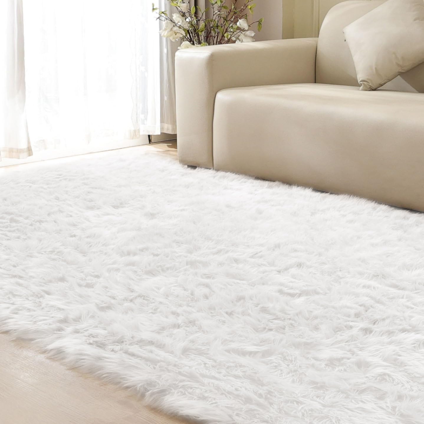 Detalle de ORINOVA Tapis Blanc 180x270 cm Shaggy Fluffy