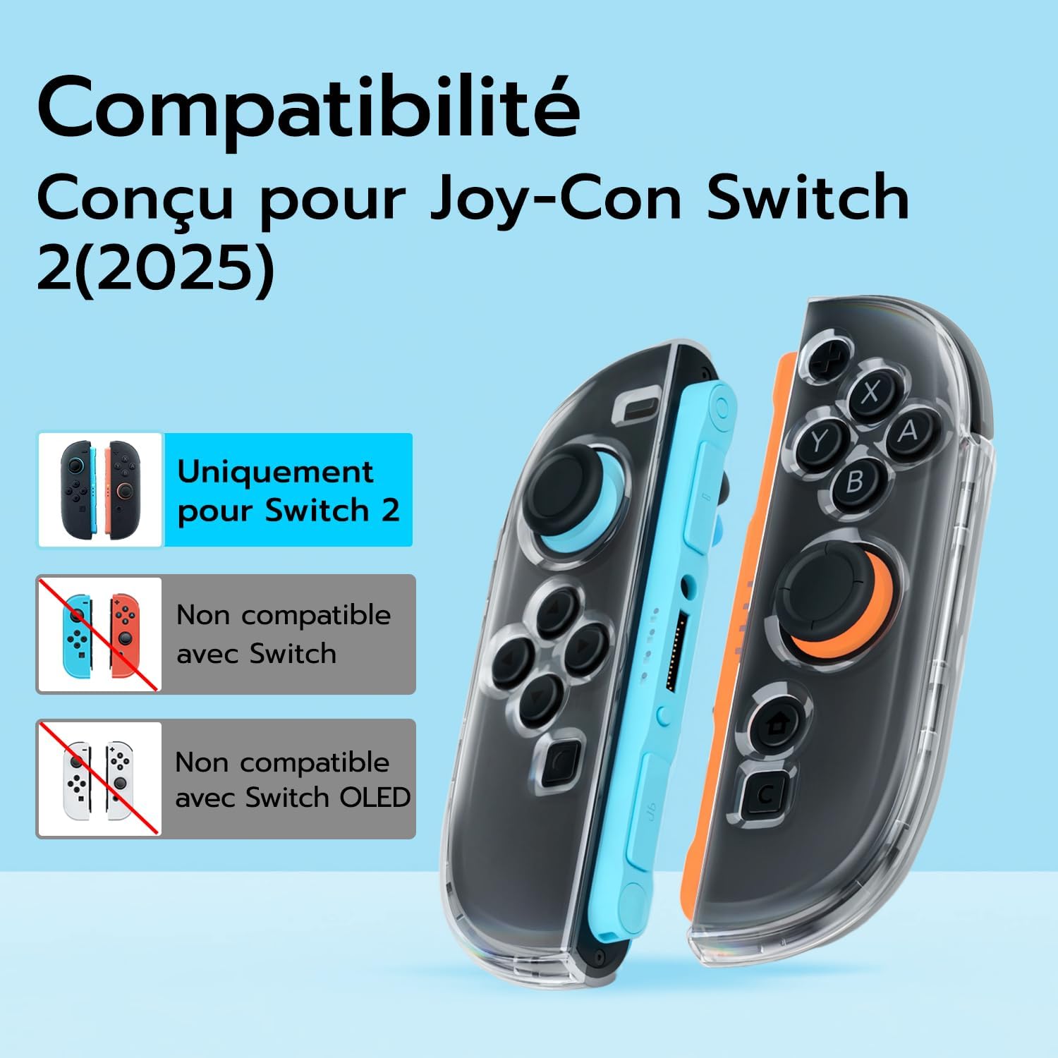 Thumbnail 1 de Mcbazel coque de protection TPU/PC pour Joy-Con Nintendo Switch 2 (étui rigide transparent)