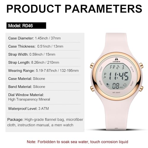 Thumbnail 6 de LN LENQIN Reloj para Mujer: reloj digital/analógico con 30 m de impermeabilidad, alarma y luz LED