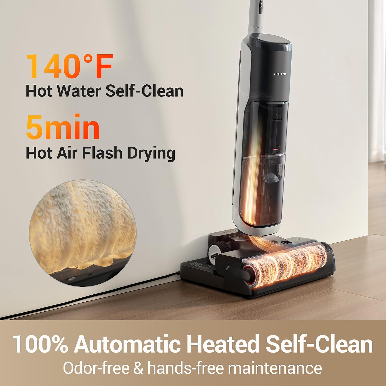 Detalle de DREAME H14 Pro Wet-Dry Vacuum Mop, 180° Lie-Flat, 18,000 Pa Suction