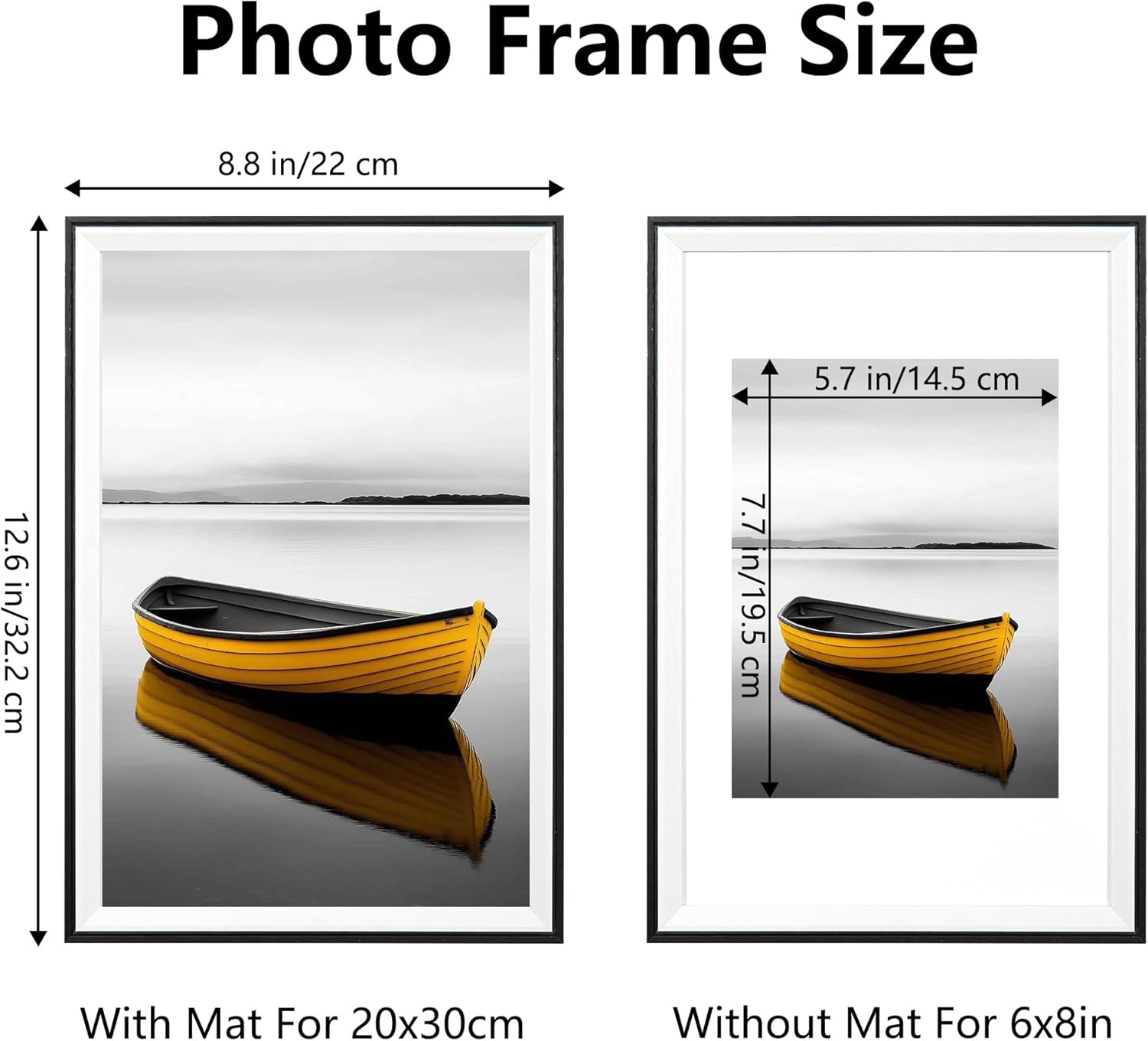 Thumbnail 2 de Baoee 20x30 Schwarz-Weiß zweifarbiger Bilderrahmen (2er-Set) mit Acrylglas