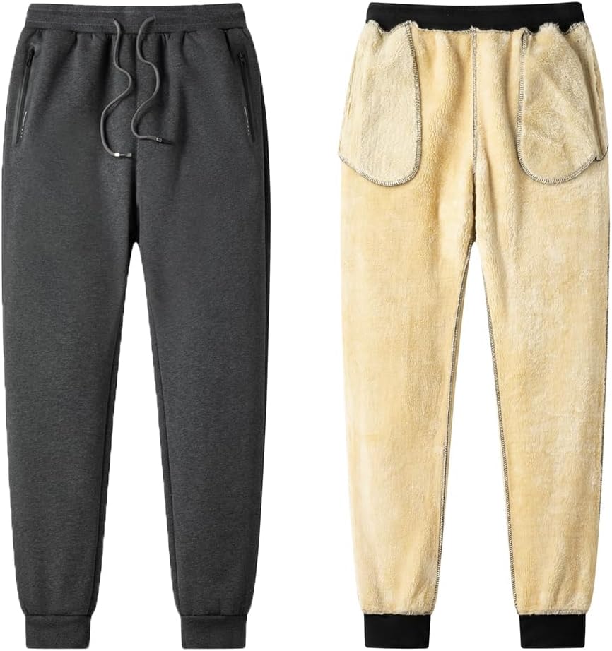 Thumbnail 3 de ZOXOZ Men's Fleece Sherpa Lined Joggers – Warm Winter Thermal Trousers with Zipped Pockets
