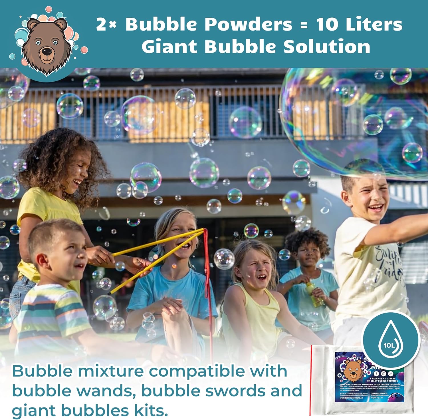Detalle de Bubble Brothers 10 Litre Bubble Mix (2 x 5 L) for Giant Bubbles and Outdoor Fun