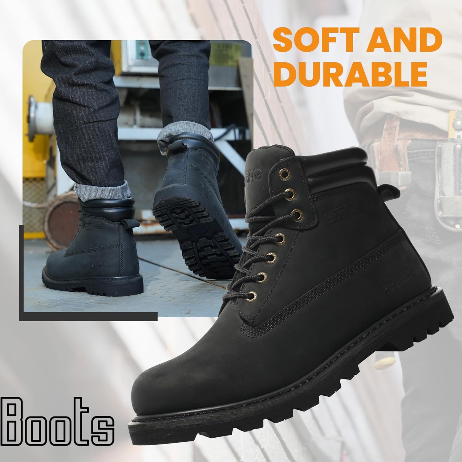 Thumbnail 5 de SAFETY LOONG Work Boots for Men: Waterproof Soft Toe Leather Workboots