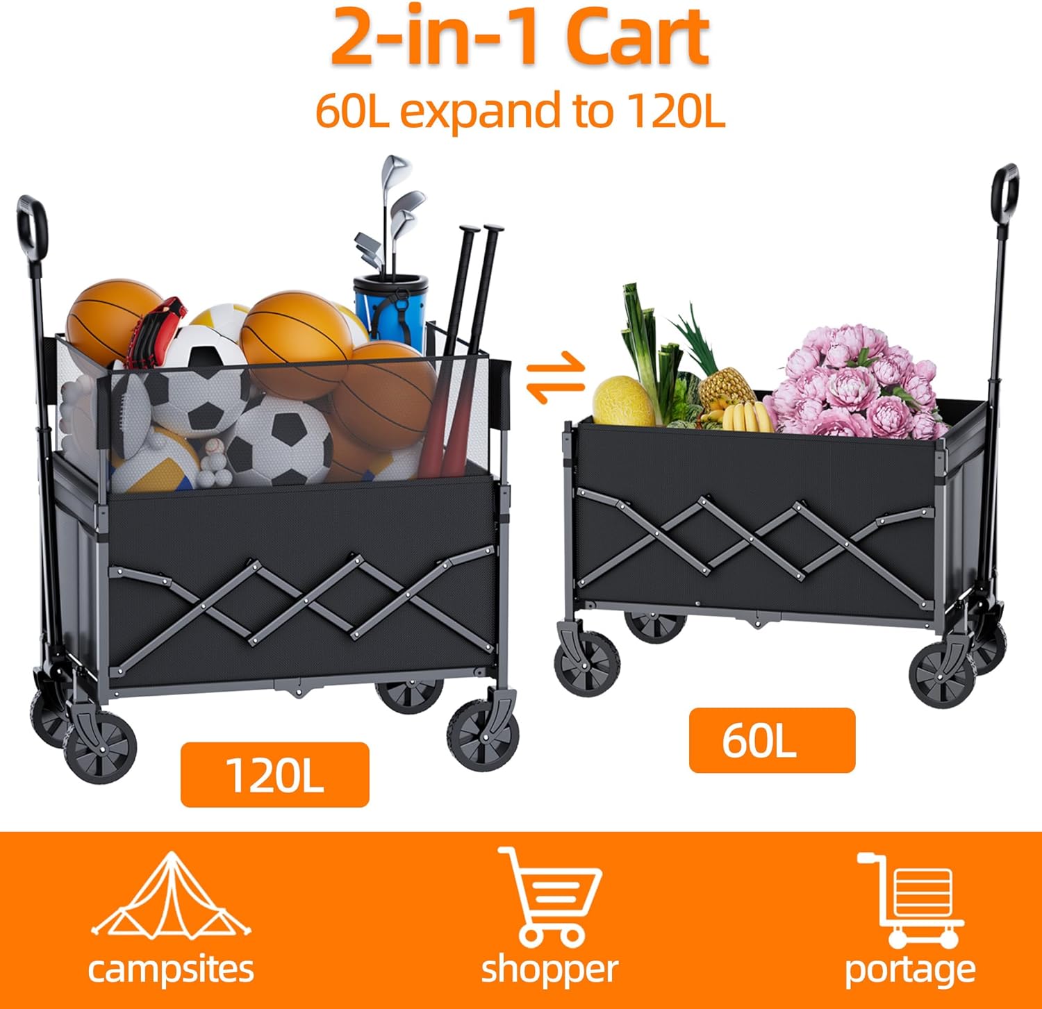 Thumbnail 2 de Carrello pieghevole resistente 120 L, portata 100 kg 🛒