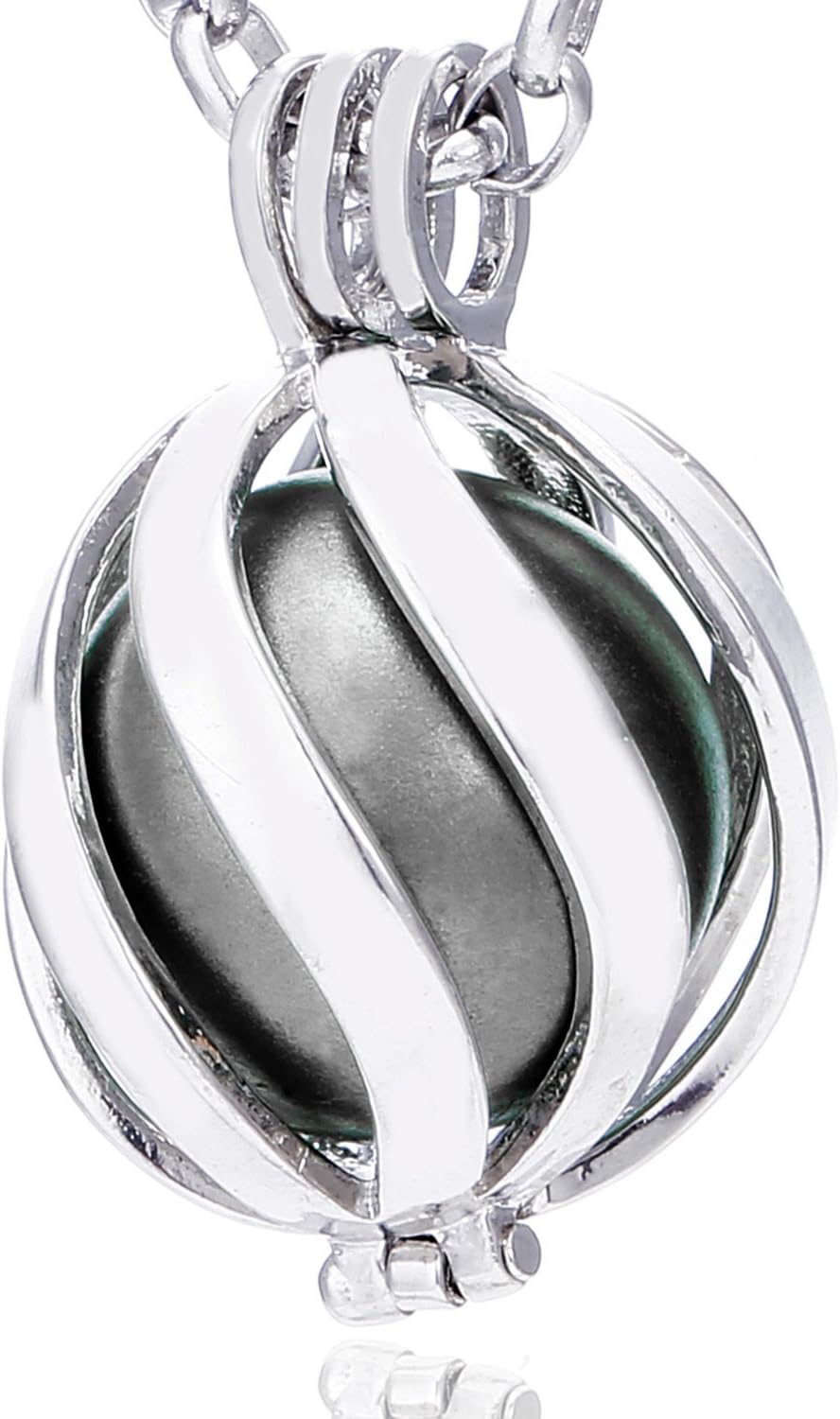 Detalle de Morella Catenina Donna Angelo Custode in Acciaio Inox 70 cm con Ciondolo Spirale e Sfera zirconi Ø 16 mm