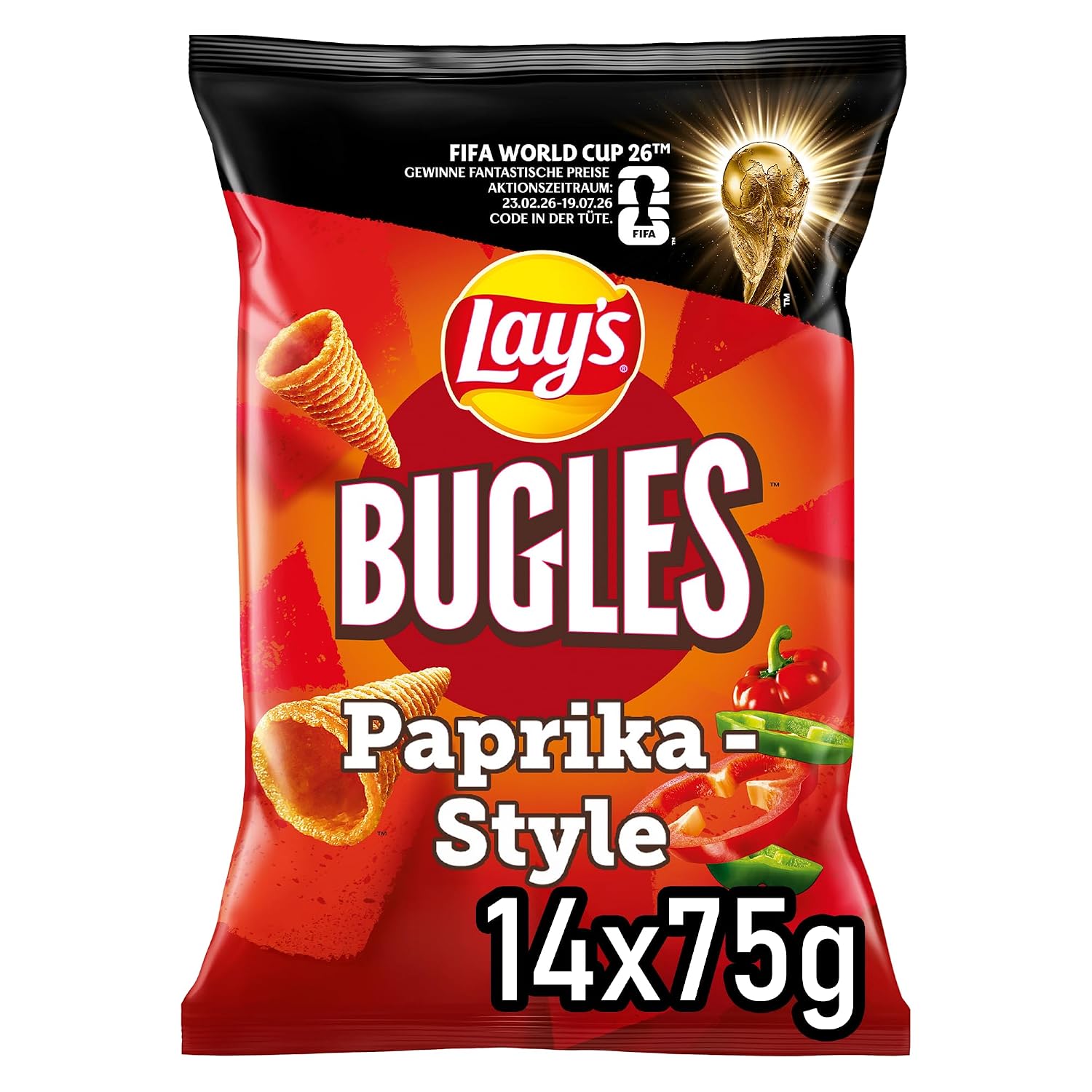 Detalle de Lay’s Bugles Original – Mais-Snack im 14er Pack (75 g je Tüte)