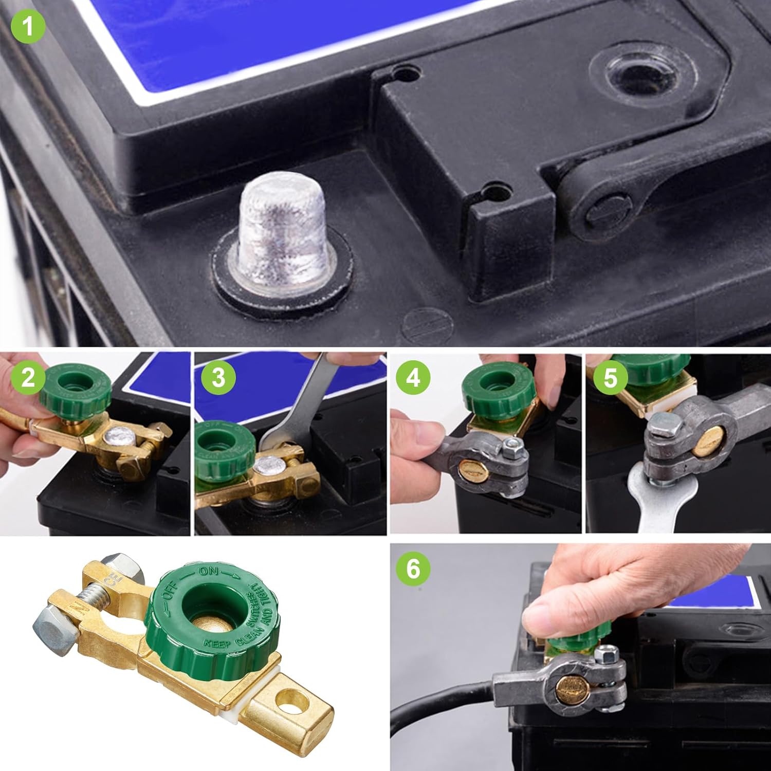Thumbnail 6 de Spurtar Top Post Battery Isolator Switch 12V-24V (2 Pack) – Quick Disconnect for Cars, Trucks, RVs, Boats
