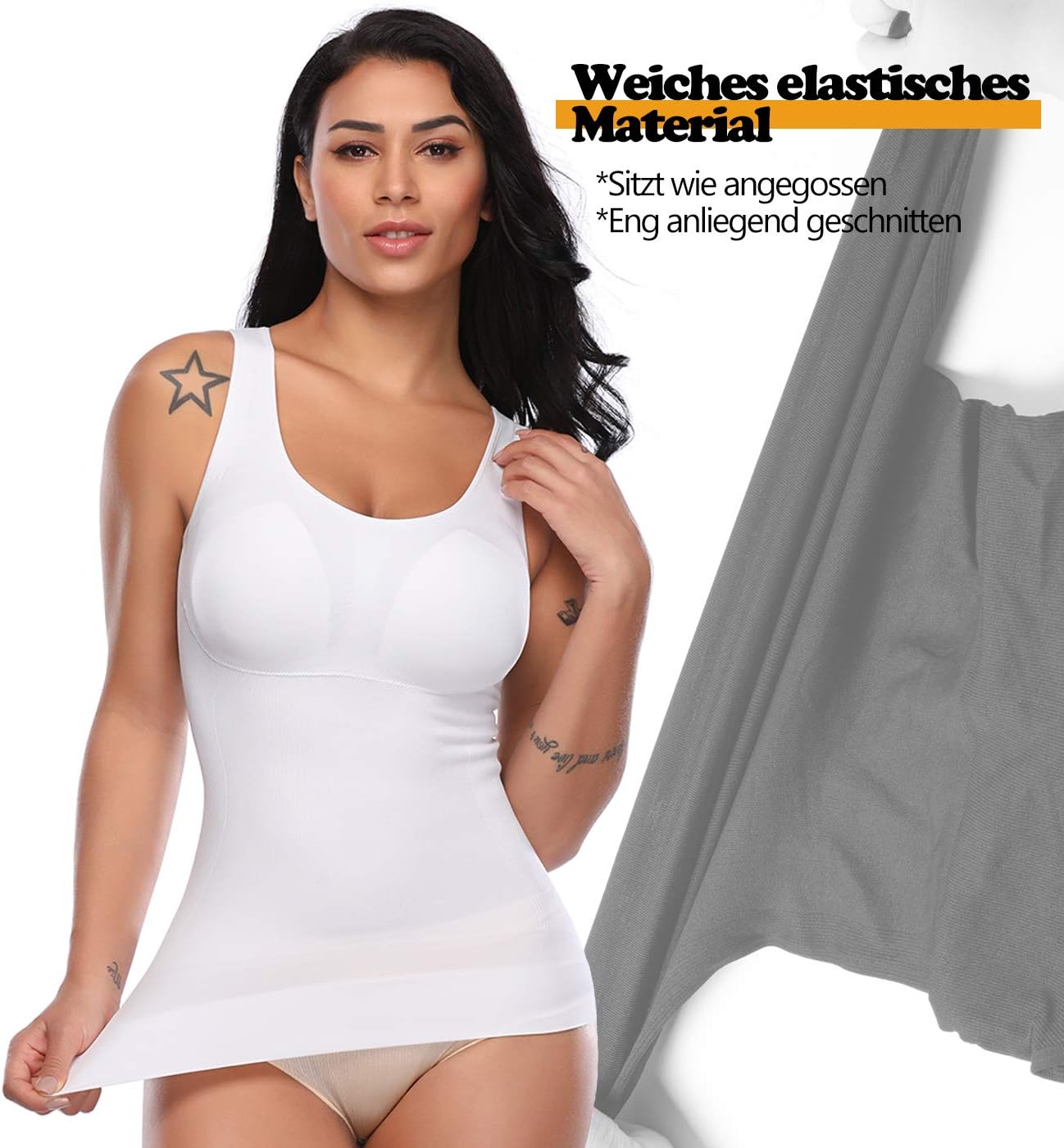 Detalle de SLIMBELLE Damen Unterhemd BH Hemd, naadloze shapeweartop met afneembare cups