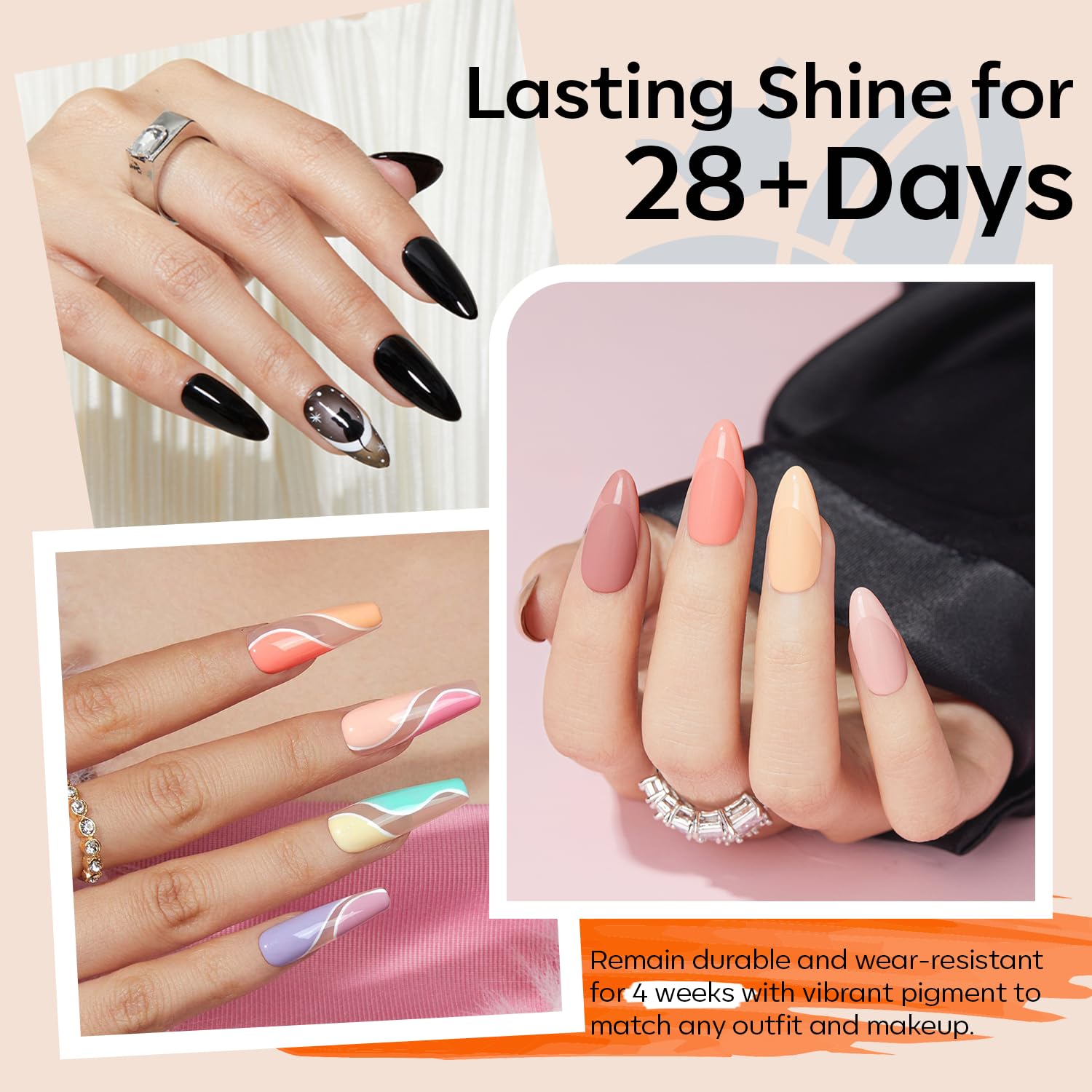 Thumbnail 2 de Modelones 32 PCS Gel Nail Polish Set with 28 Colors and No Wipe Top/Base/Glitter Coats