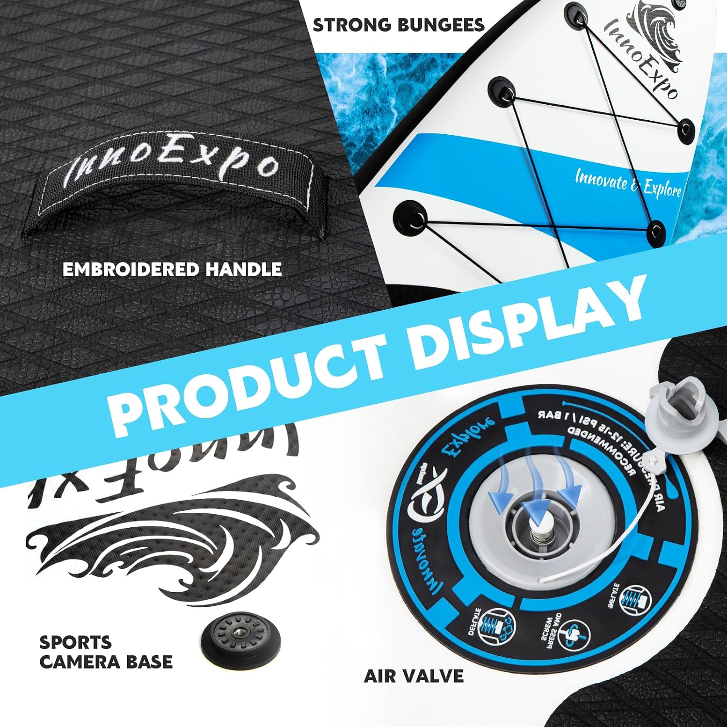 Detalle de InnoExpo Inflatable Stand Up Paddle Board with Premium Accessories