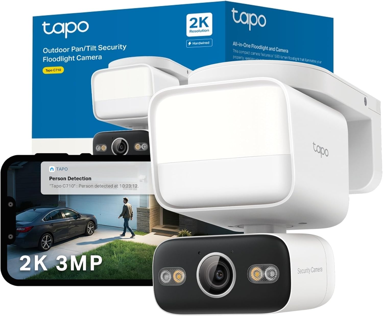 Detalle de NEW Tapo C710 2K 3MP Pan/Tilt Outdoor Security Camera with 1500 Lumen Floodlight