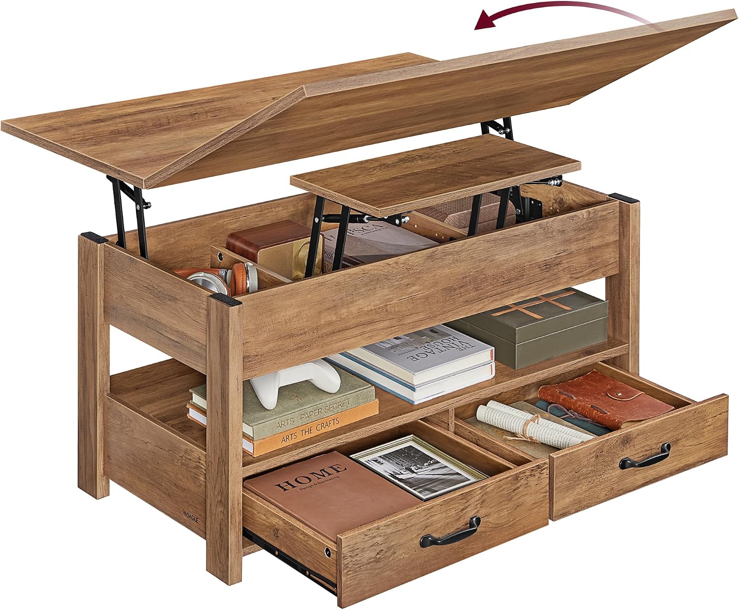 Detalle 2 de VASAGLE Lift-Top Coffee Table ULCT202B01