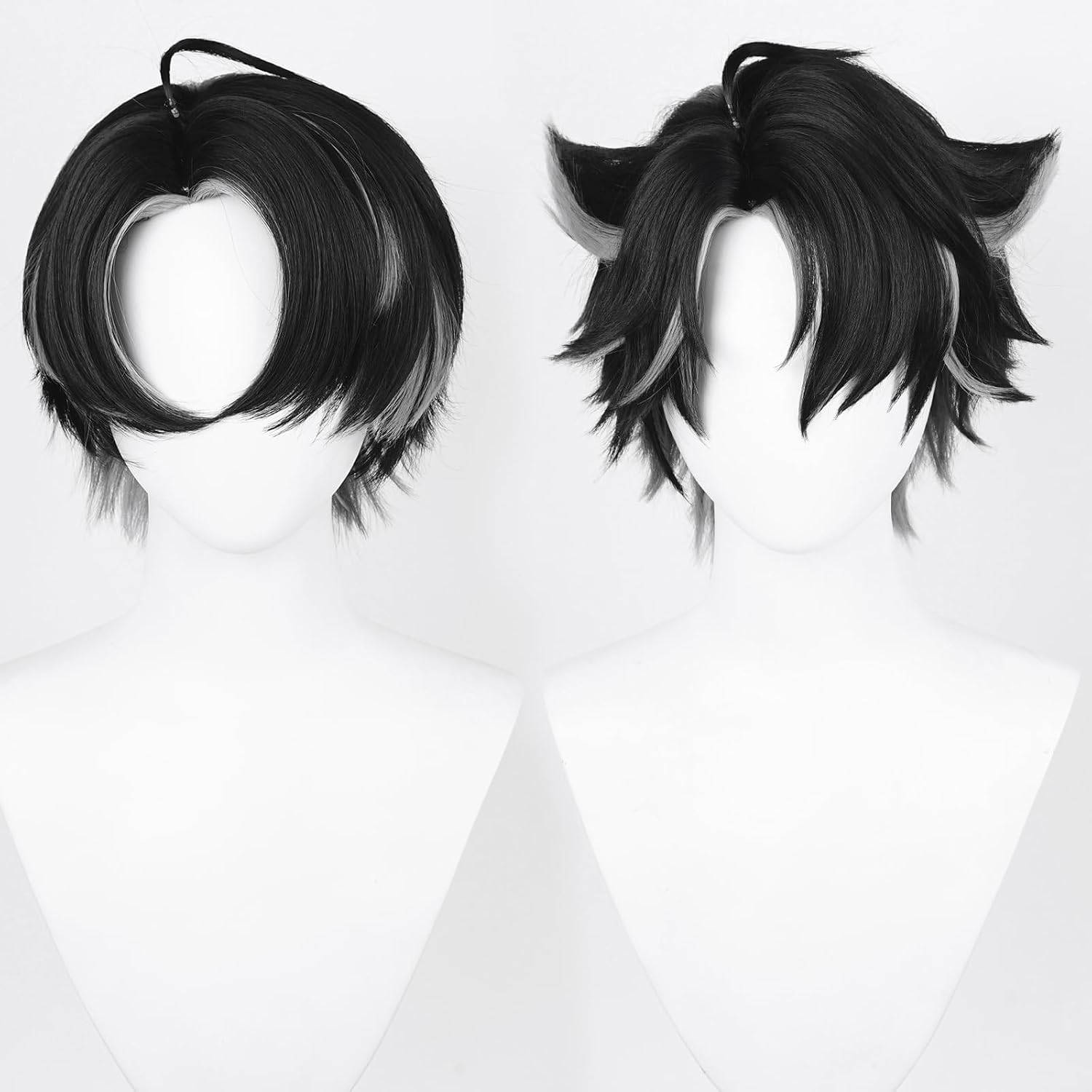 Detalle 2 de Anime Cosplay Perücke: Genshin Impact Wriothesley‑Style mit zwei Perückenkappen