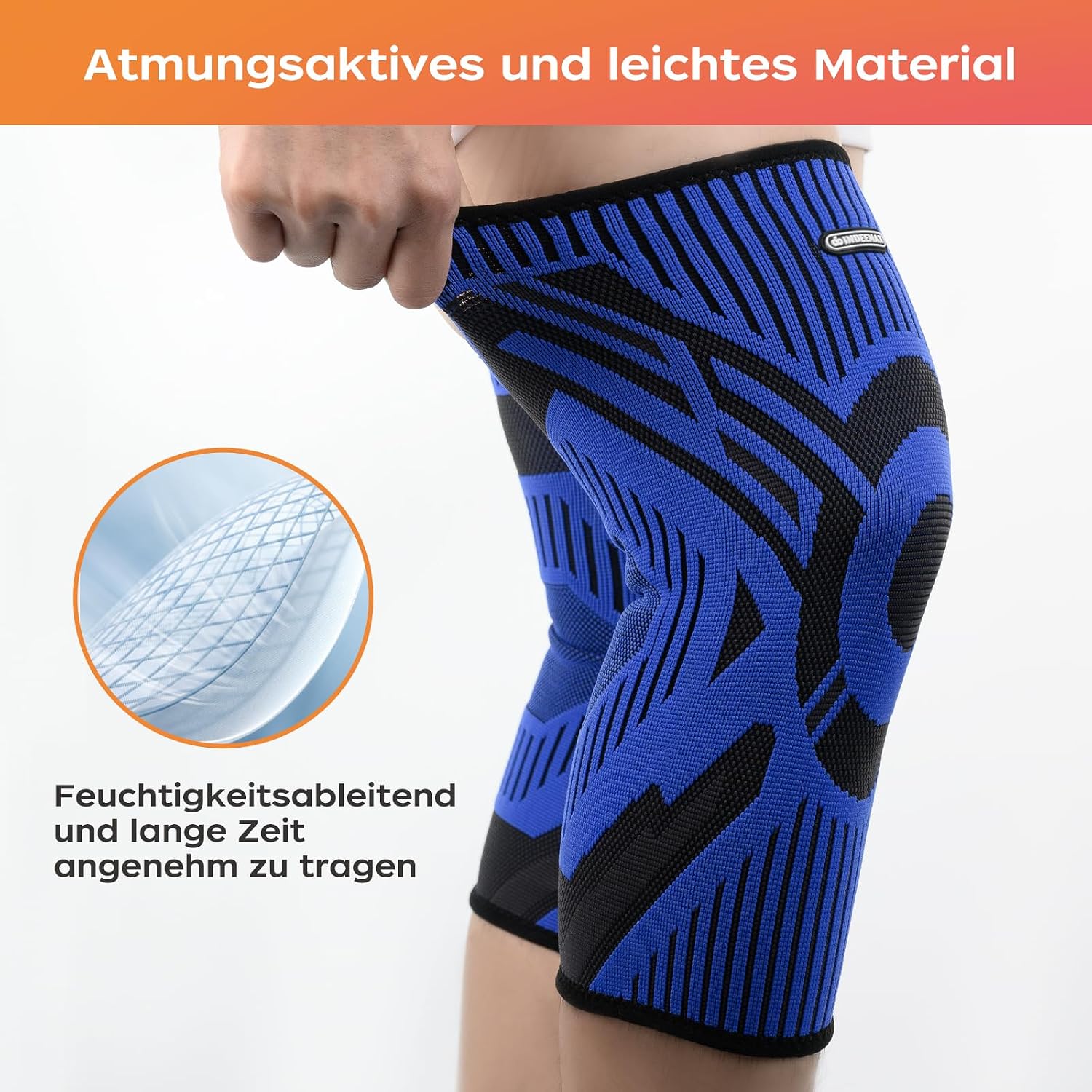 Detalle de INDEEMAX Kniebandage im 2er-Set für Damen & Herren, Kompression mit rutschfestem Silikonstreifen (Arthritis, Meniskus, ACL), Rosa, M