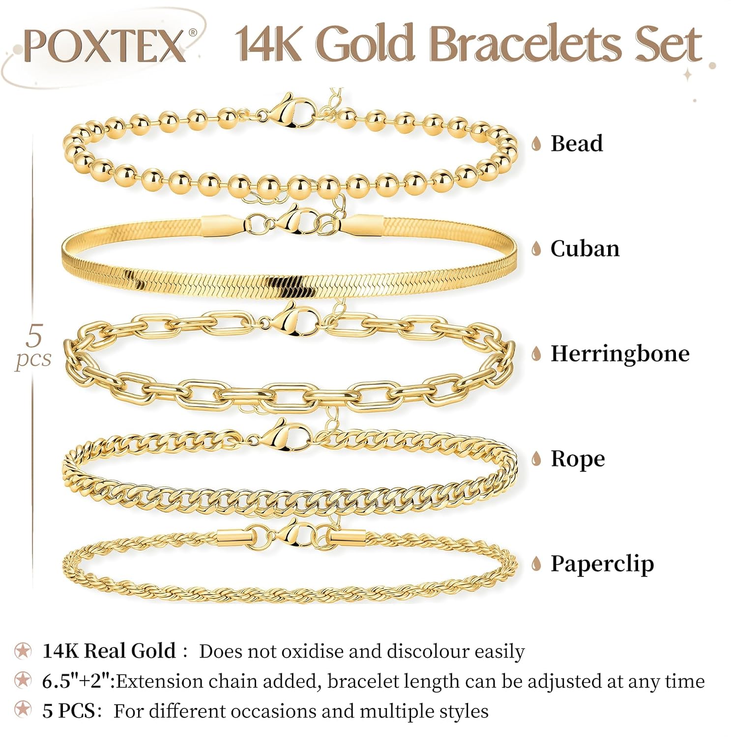 Thumbnail 4 de POXTEX Bracelet Set, 14K Gold-Plated