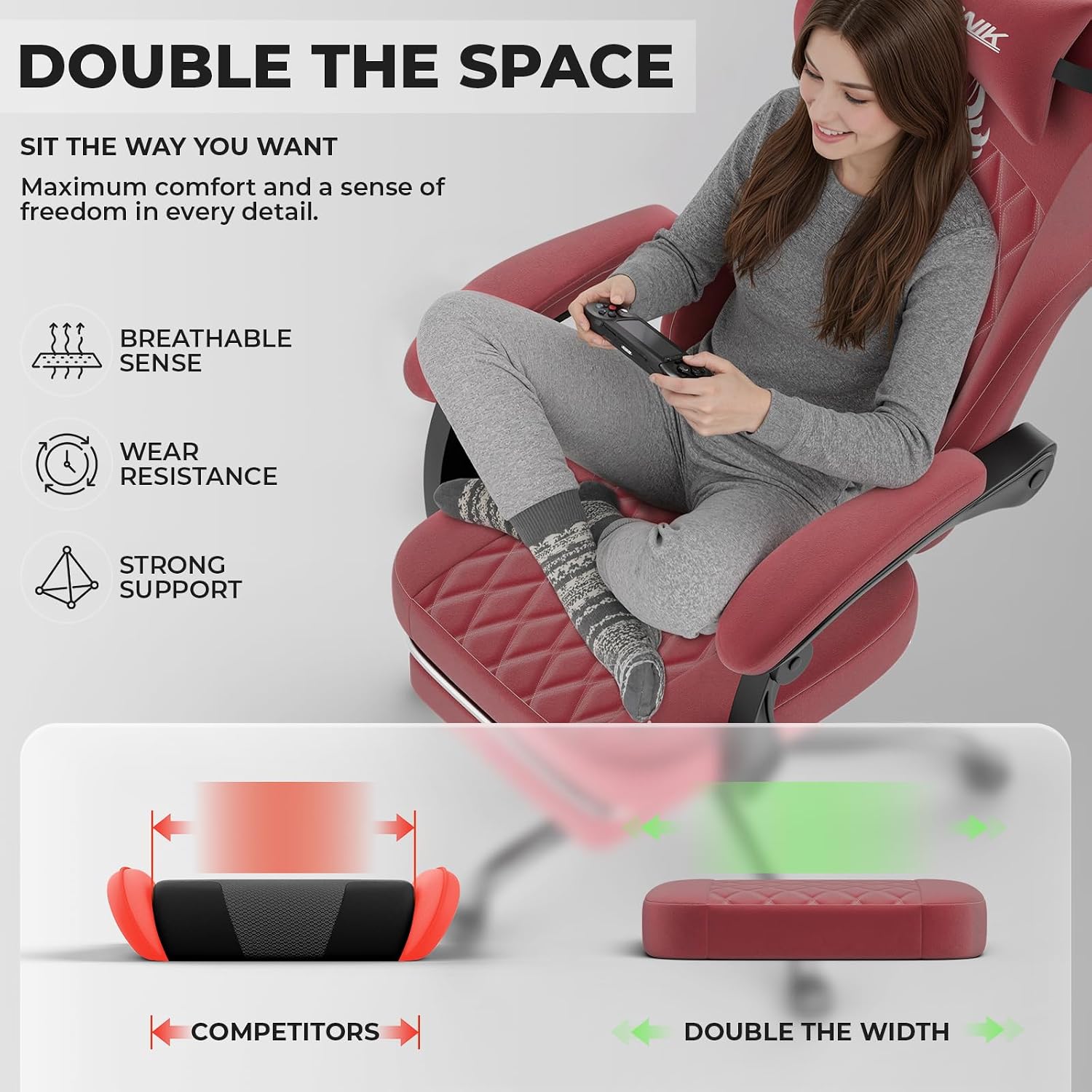 Detalle 2 de NIONIK Gaming Stuhl Einsteigermodell für 3 Stufen