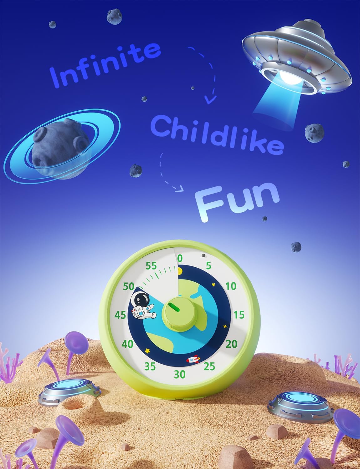 Detalle de Visual Timer for Kids – 60-Minute Rainbow Planet Desk Timer (Silent Operation)
