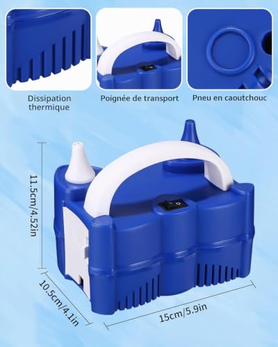 Detalle de Yulado Pompe à Ballon Électrique 400W – Gonflage rapide pour fêtes et décorations