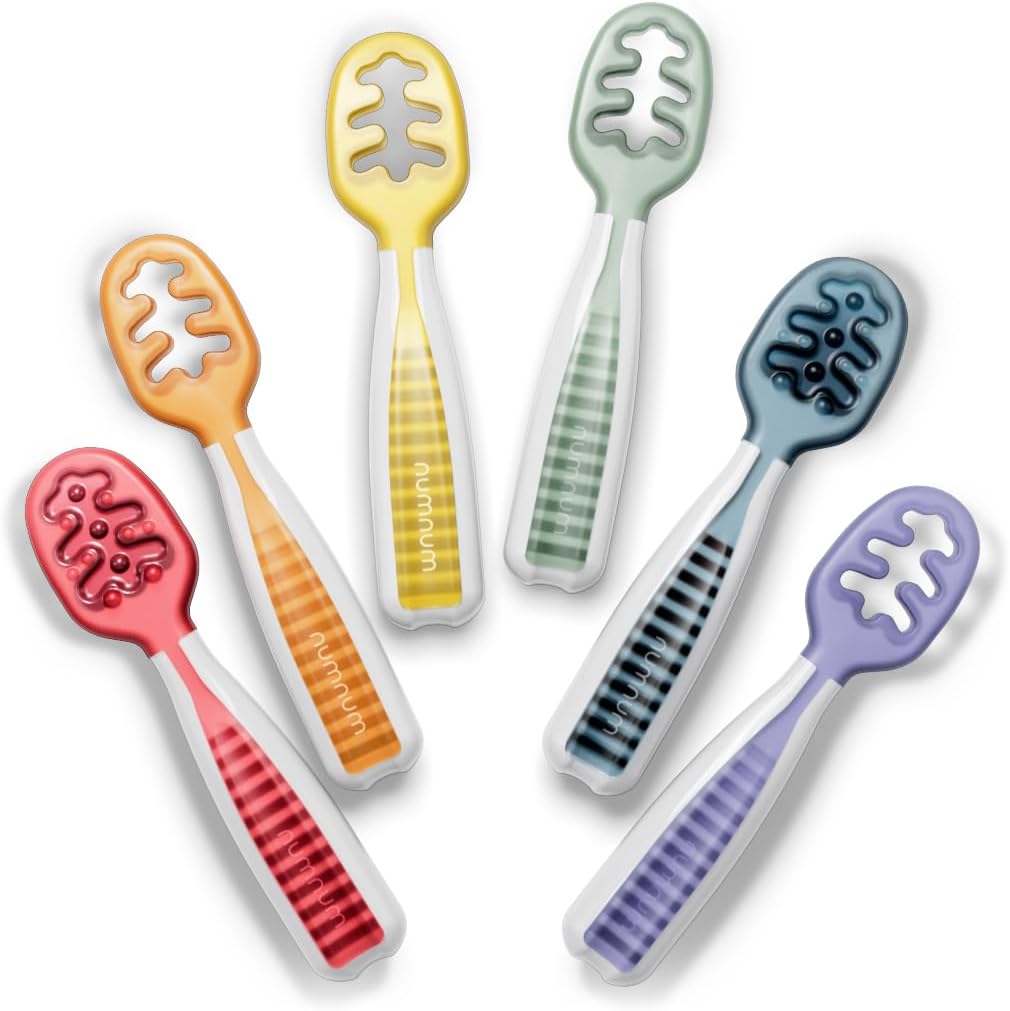 NumNum Baby Spoons Set: BLW Pre-Spoon GOOtensils, 6-Pack Rainbow