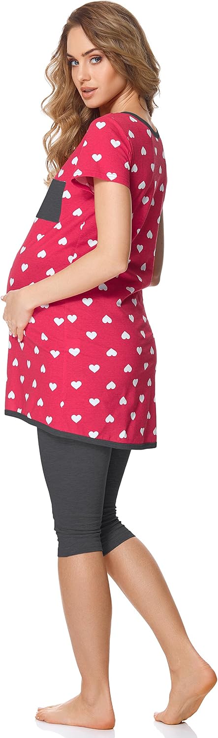 Detalle 2 de Ensemble pyjama grossesse et allaitement Bellivalini BLV50-126 (haut + leggings capri)
