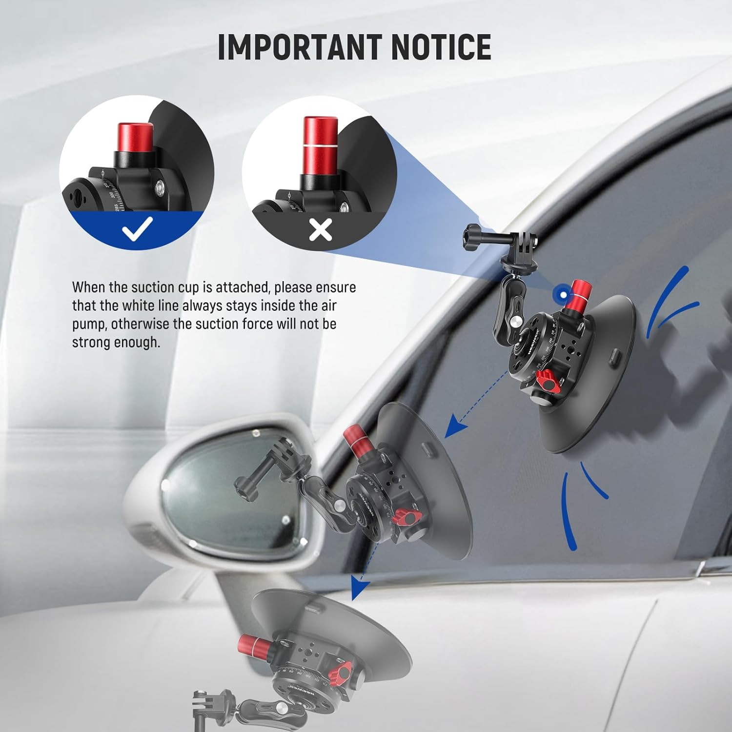 Detalle de NEEWER 6" Suction Cup Mount with GoPro Compatibility CA013