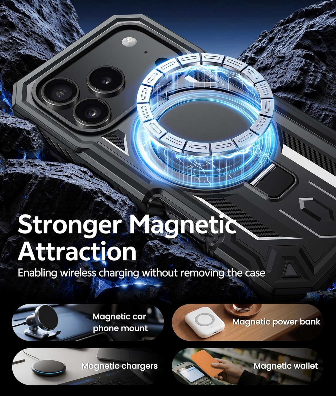 Thumbnail 2 de FNTCASE for iPhone 17 Pro Max Case with Magnetic Ring Stand, Screen Protector and Military-Grade Protection