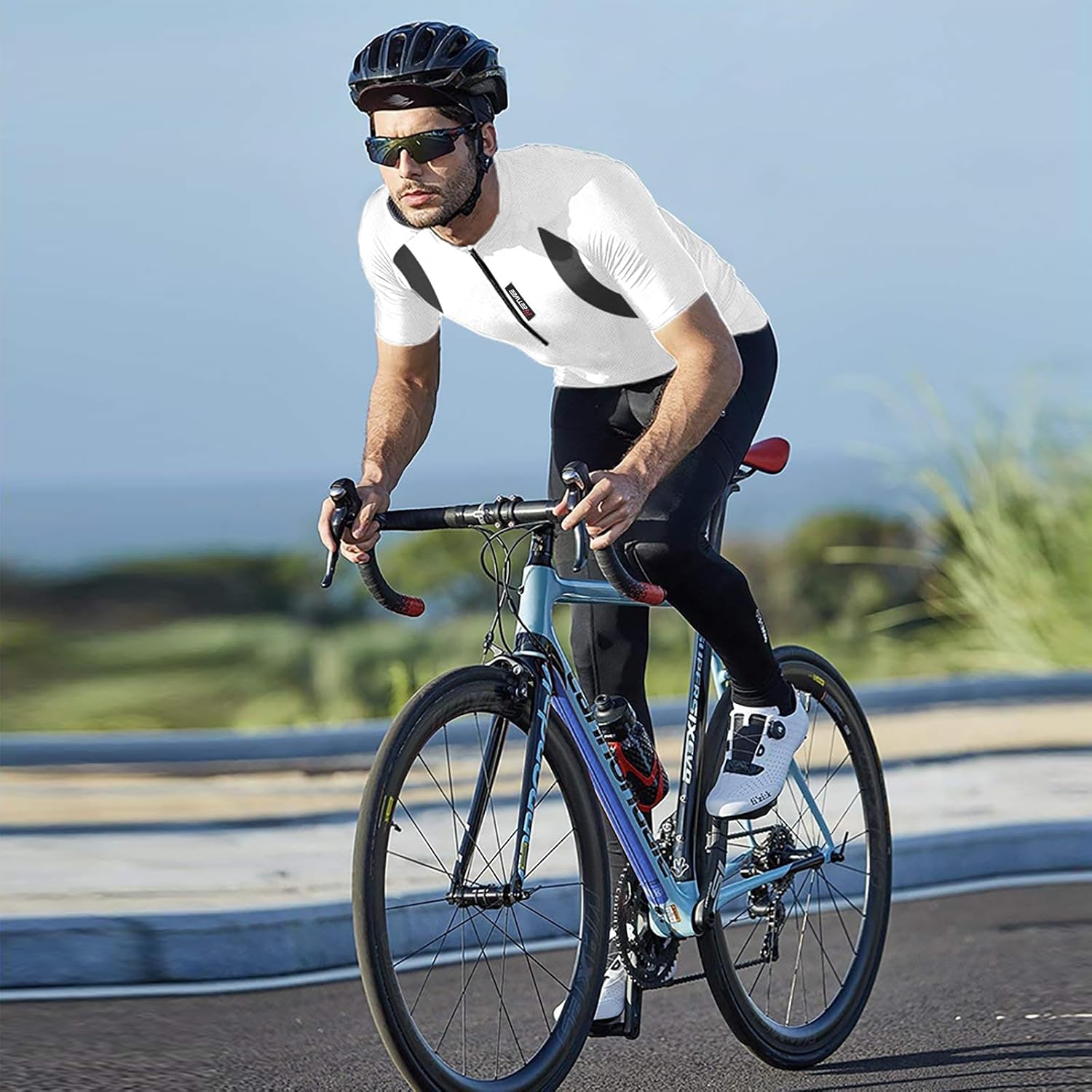 Detalle de MEETWEE Magliette Ciclismo Uomo: maglia MTB/strada con 3 tasche e zip
