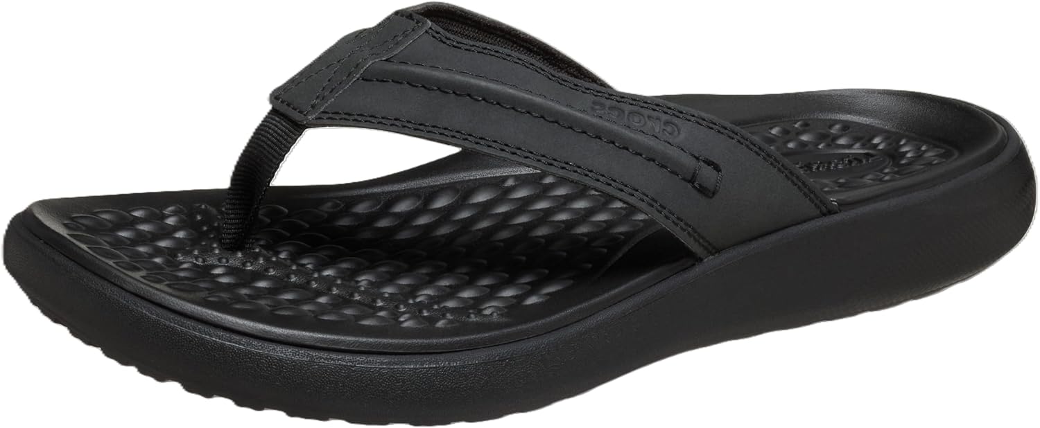 Detalle de Crocs Men Flip, Yukon Vista II LR Flip in Black/Black (UK 7) – a practical, everyday slip-on