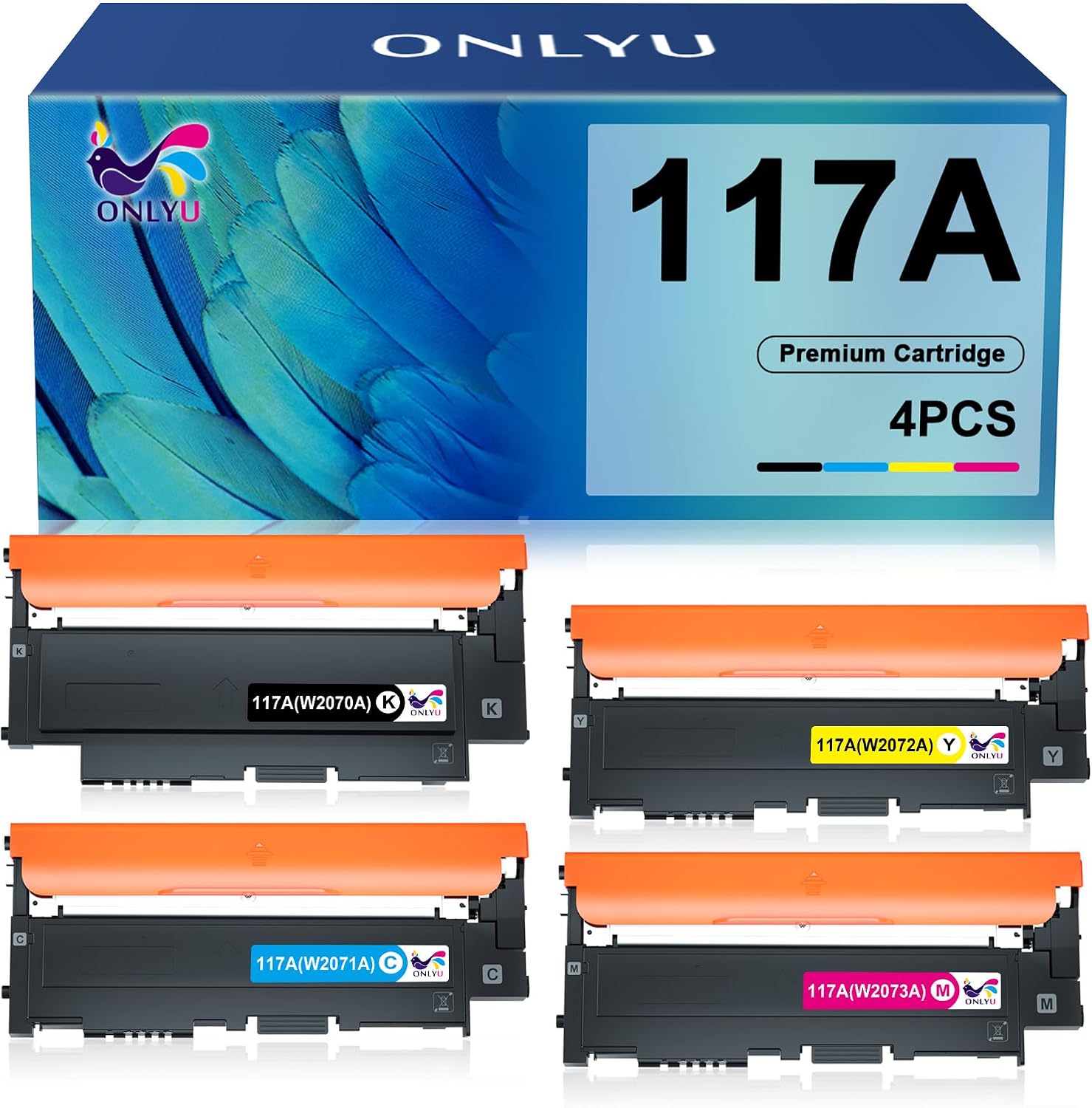 ONLYU 117A kompatibles Toner-Set für HP Color Laser MFP 178/179/150 – Schwarz, Cyan, Gelb, Magenta (W2070A–W2073A)