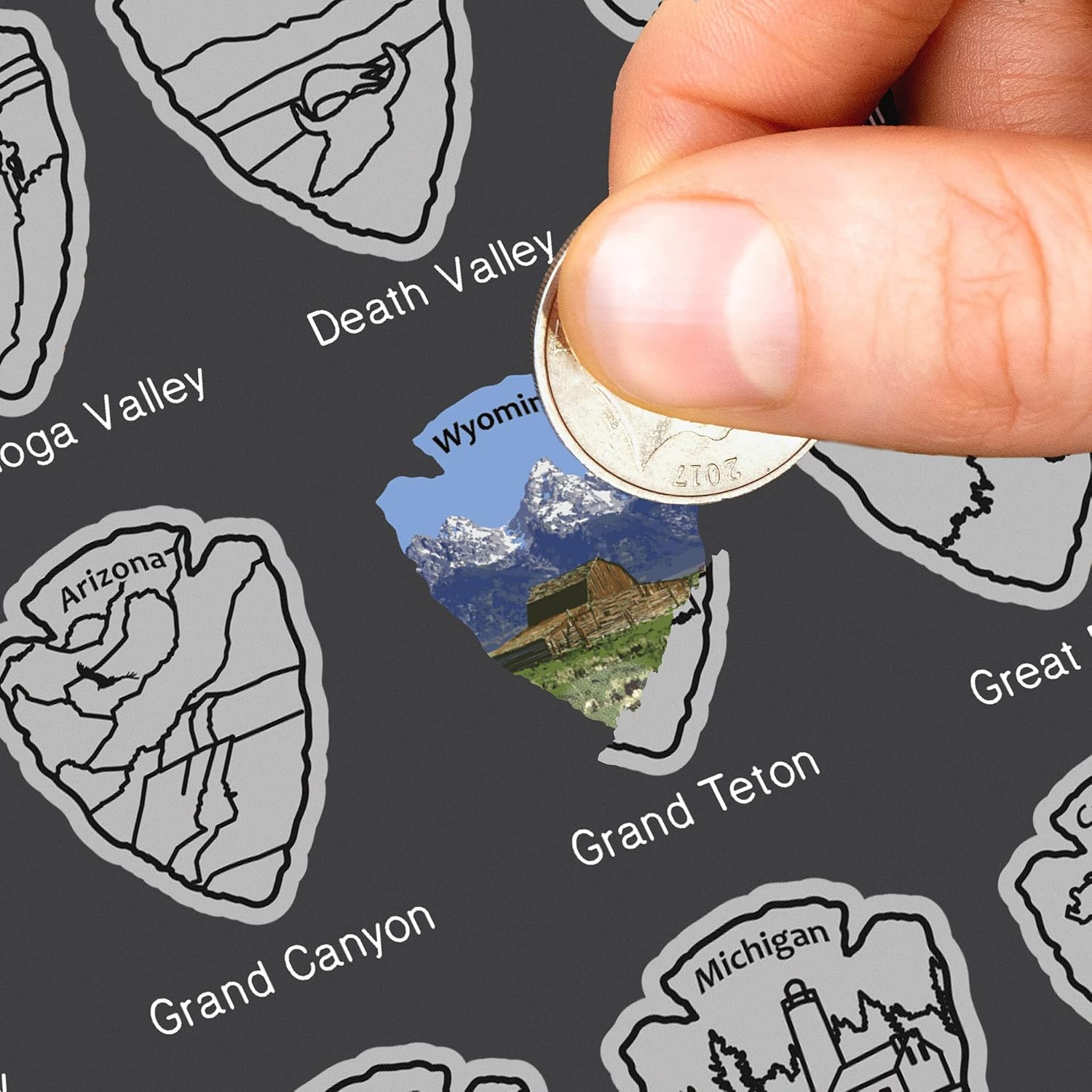 Thumbnail 1 de Bright Standards National Parks Scratch-Off Map, Charcoal Grey