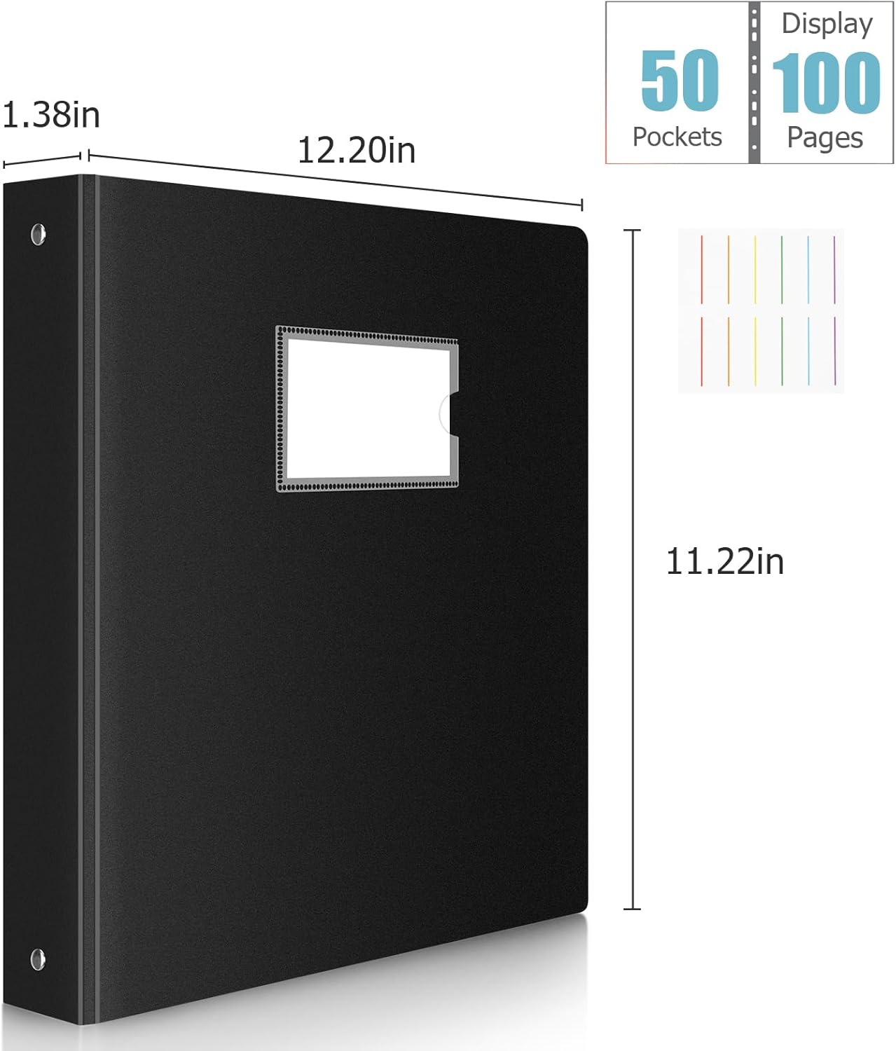 Thumbnail 3 de Uquelic Präsentationsbuch mit Ringbücher-Mechanik, 50 A4-Klarsichthüllen (50 Mikron) & 6 PP-Trennblättern (Glasklar), Schwarz