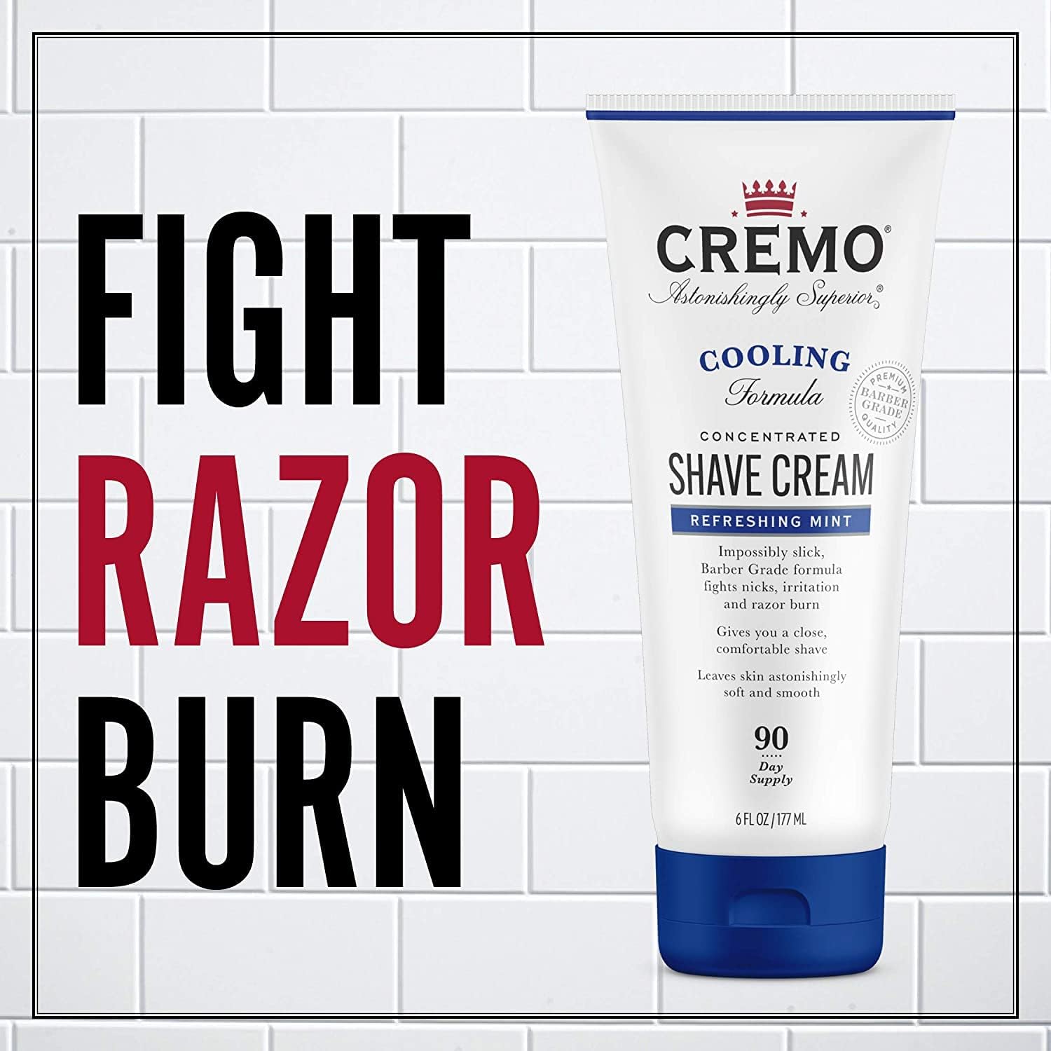 Detalle de CREMO Cooling Concentrated Shave Cream for Men 177ml – Razor Burn Fighter with Macadamia & Menthol