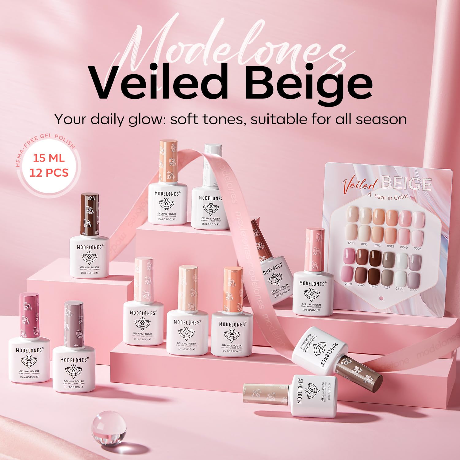 Detalle de Modelones Gel Nail Polish Set, 15 mL