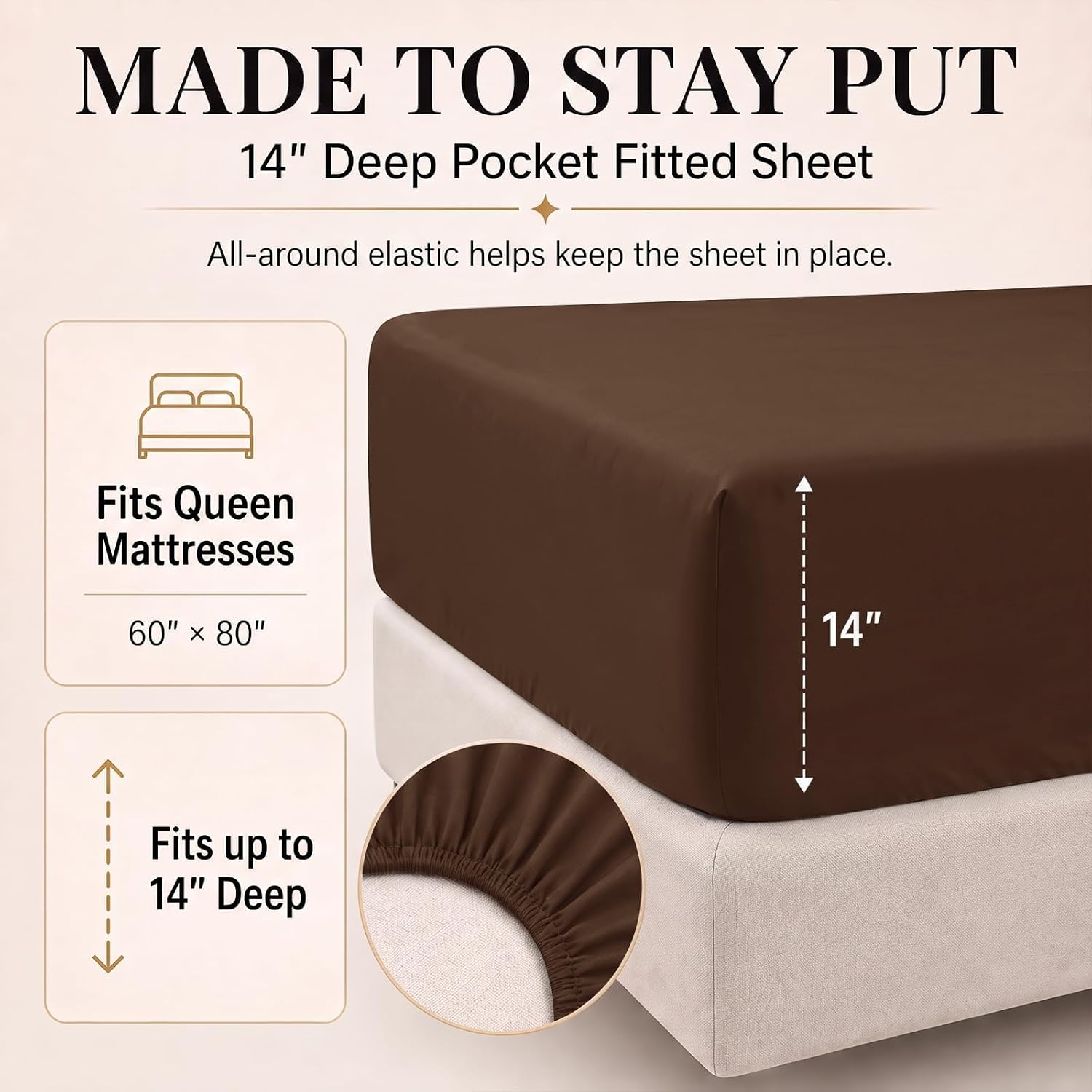 Detalle 1 de CozyLux Queen Comforter Set, 7-Piece Brown Bed-in-a-Bag, 240 GSM Microfiber