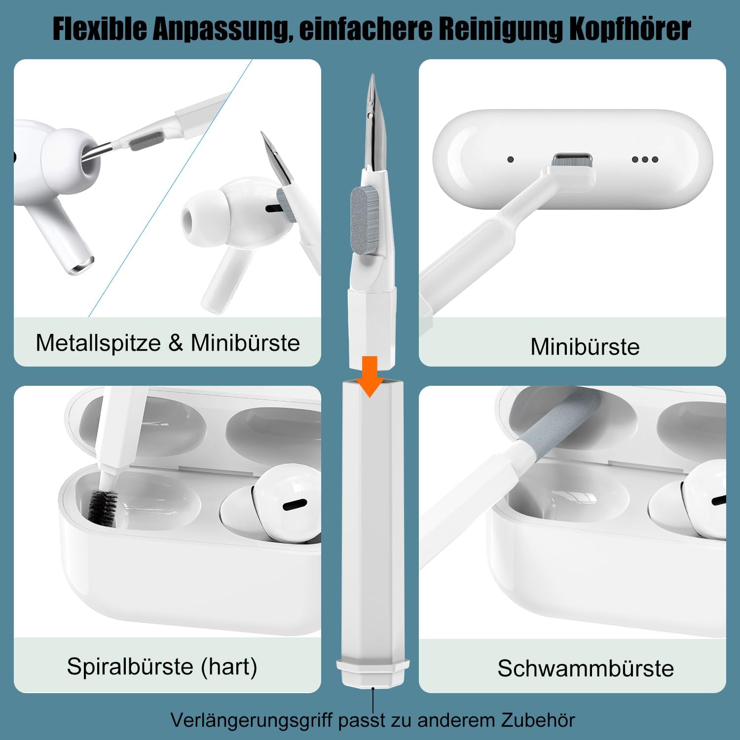 Thumbnail 1 de VICHYIE 20-in-1 Tastatur Reinigungsset mit Bürste für AirPods, Kopfhörer, Laptop, Handys & mehr (weiß)