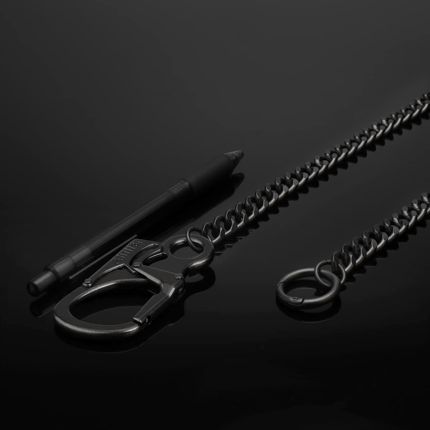 Detalle de Ahiller Chaîne de Portefeuille pour Homme – mousqueton renforcé et chaîne en acier inoxydable, Gris acier QK-1P