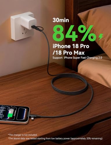 Detalle de ASICEN 100W 2-in-2 Multi Charging Cable, 90° Connector, 1.8m