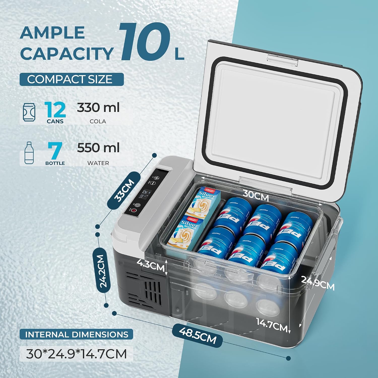 Detalle de EUHOMY 10L Car Fridge Freezer (-20℃~20℃) with APP Control, 12/24V & 110-240V