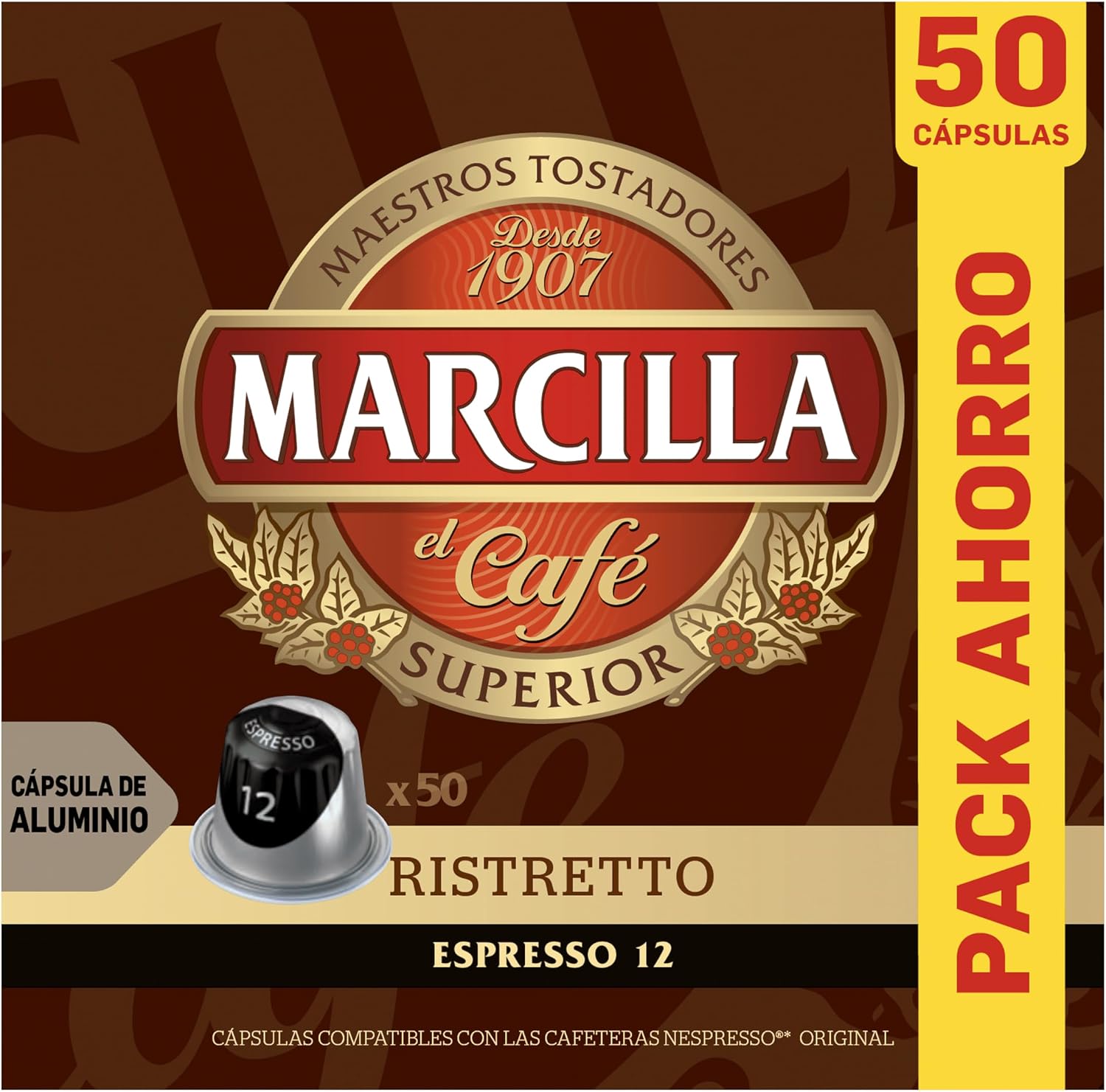 Detalle 2 de Marcilla Cápsulas de Café Ristretto Intensidad 12 — 50 cápsulas compatibles Nespresso