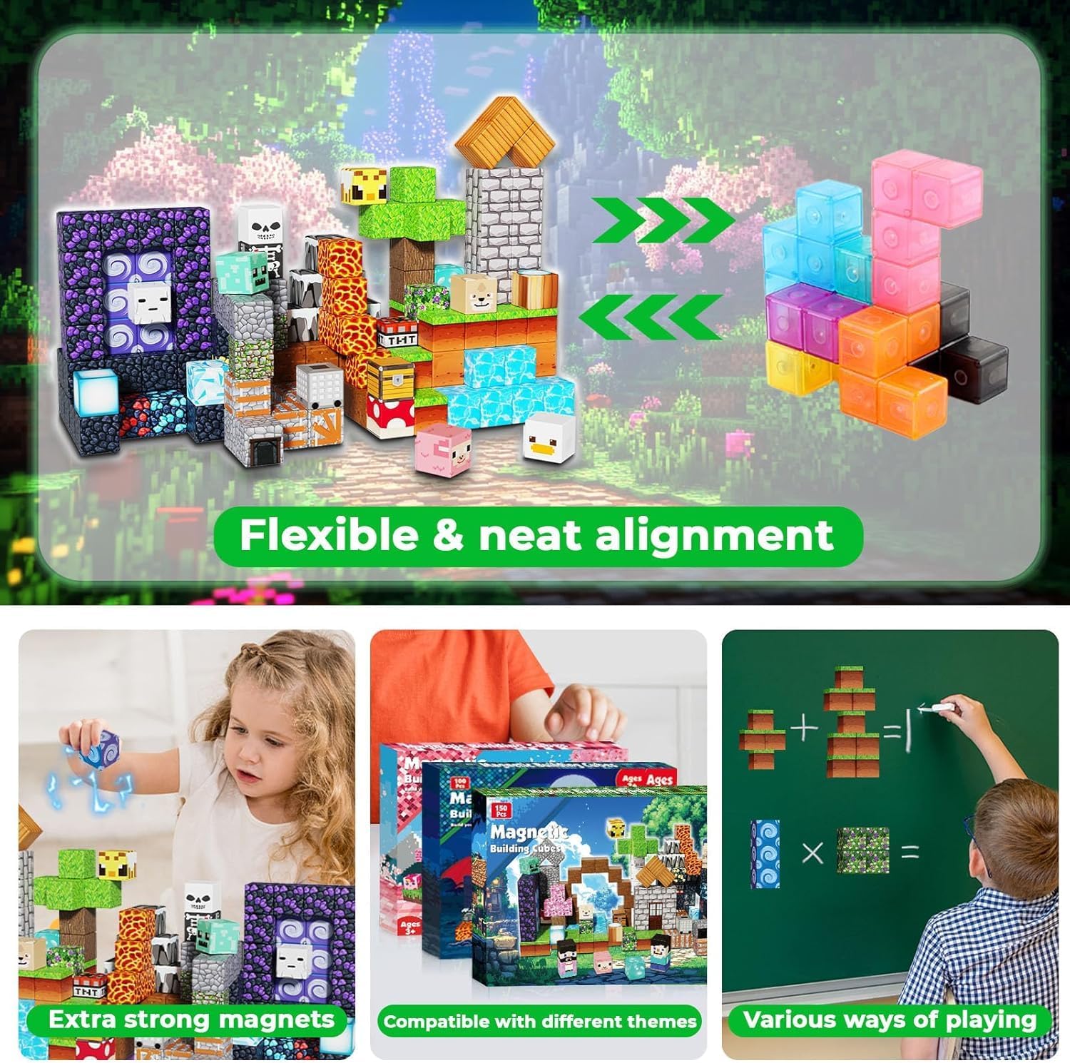 Thumbnail 4 de Magnetic Blocks 150PCS Magnetic Building Cubes