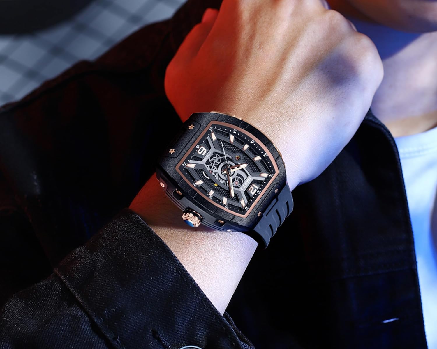 Thumbnail 4 de NIBOSI Orologio da uomo quadrato: stile, quarzo giapponese e resistenza 3 ATM