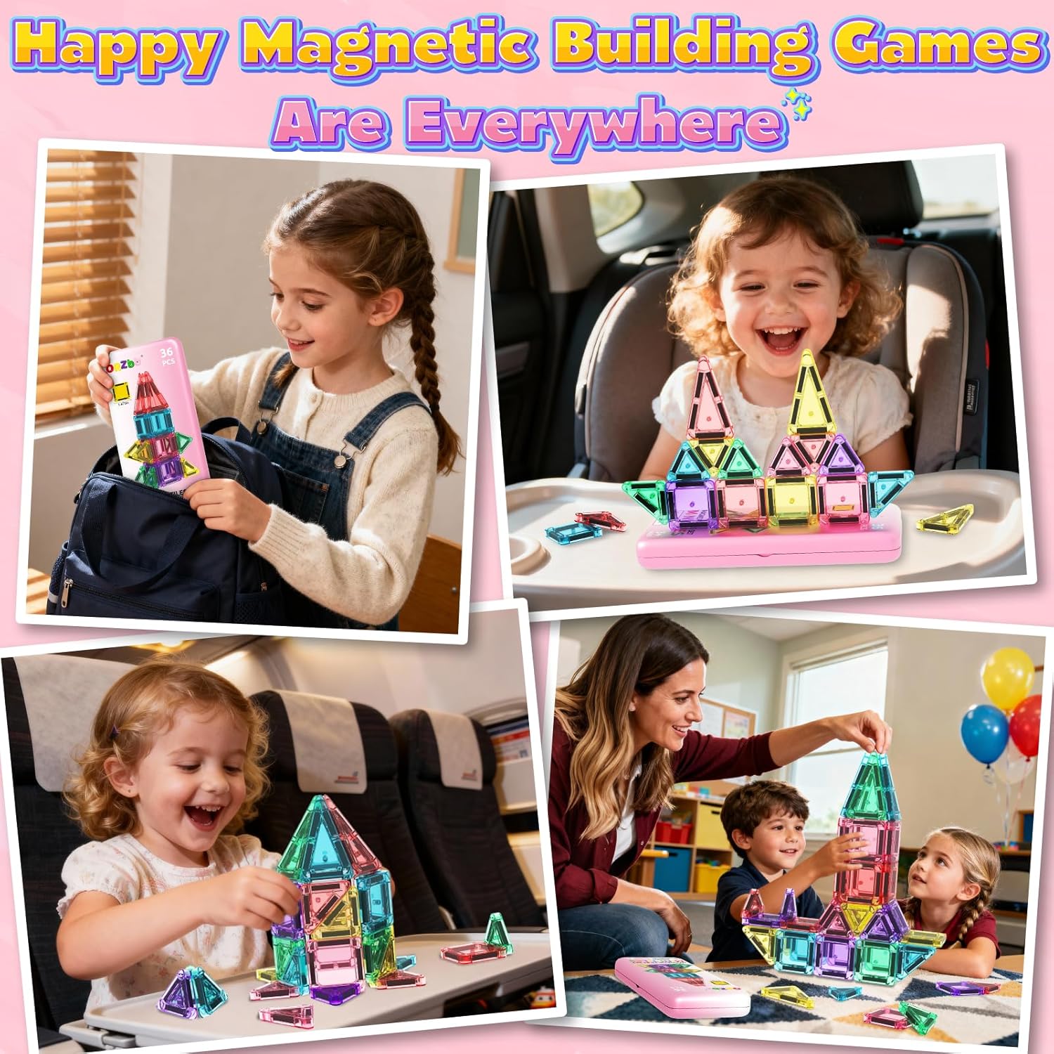 Thumbnail 5 de ORZbb Mini Magnetic Tiles Toddler Travel Essentials Set (36-Piece) with Case