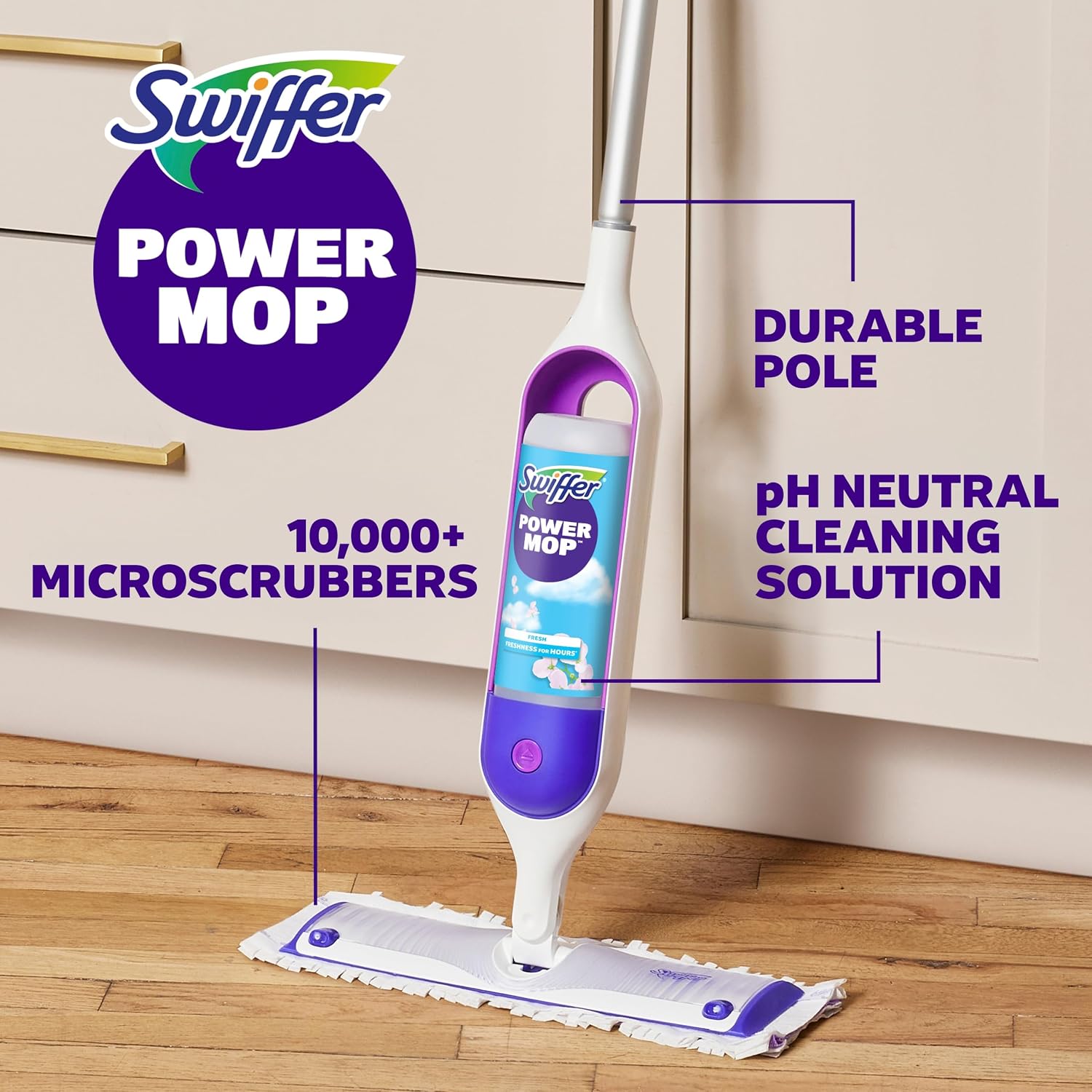 Detalle de Swiffer PowerMop Liquid Floor Cleaner Refills – Fresh Scent (2 Bottles)